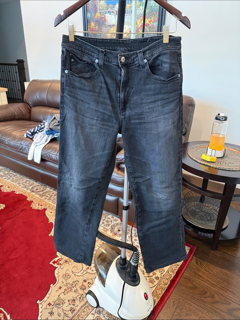 Women's AG Black Washed Jeans - Classic Straight Fit
